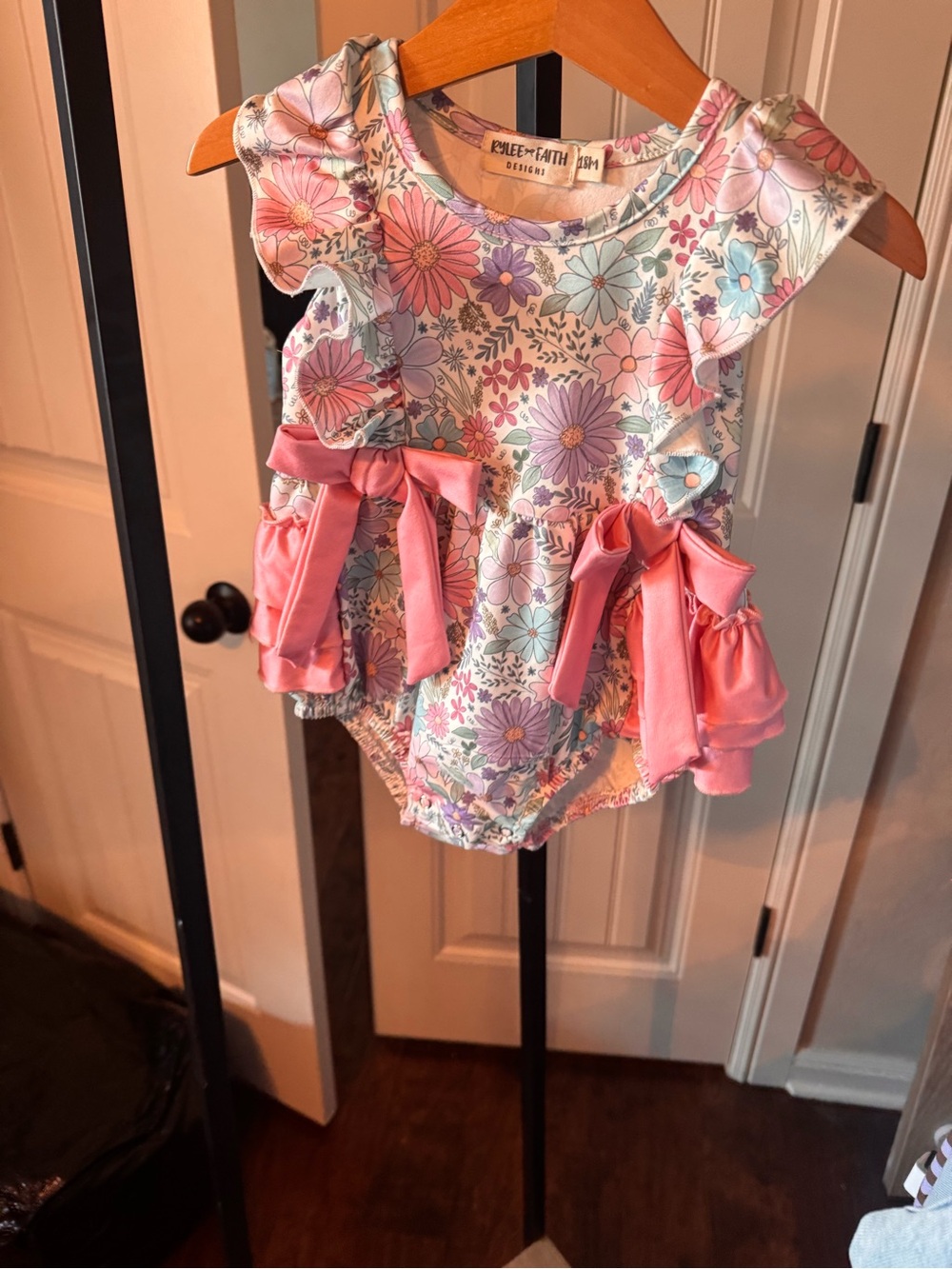 Floral Ruffle One-Piece Bodysuit in Pink
